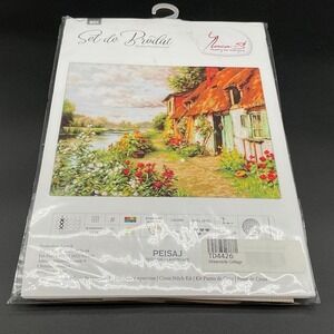 Luca‑S Streamside Cottage Cross Stitch Kit 16ct Aida‎ Anchor Garden Landscape